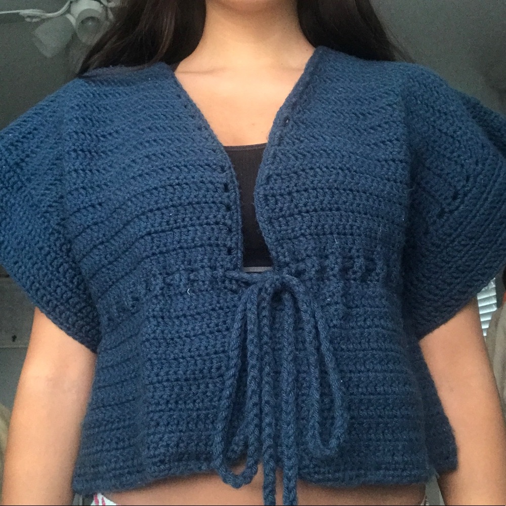 tie front handmade cardigan sweater